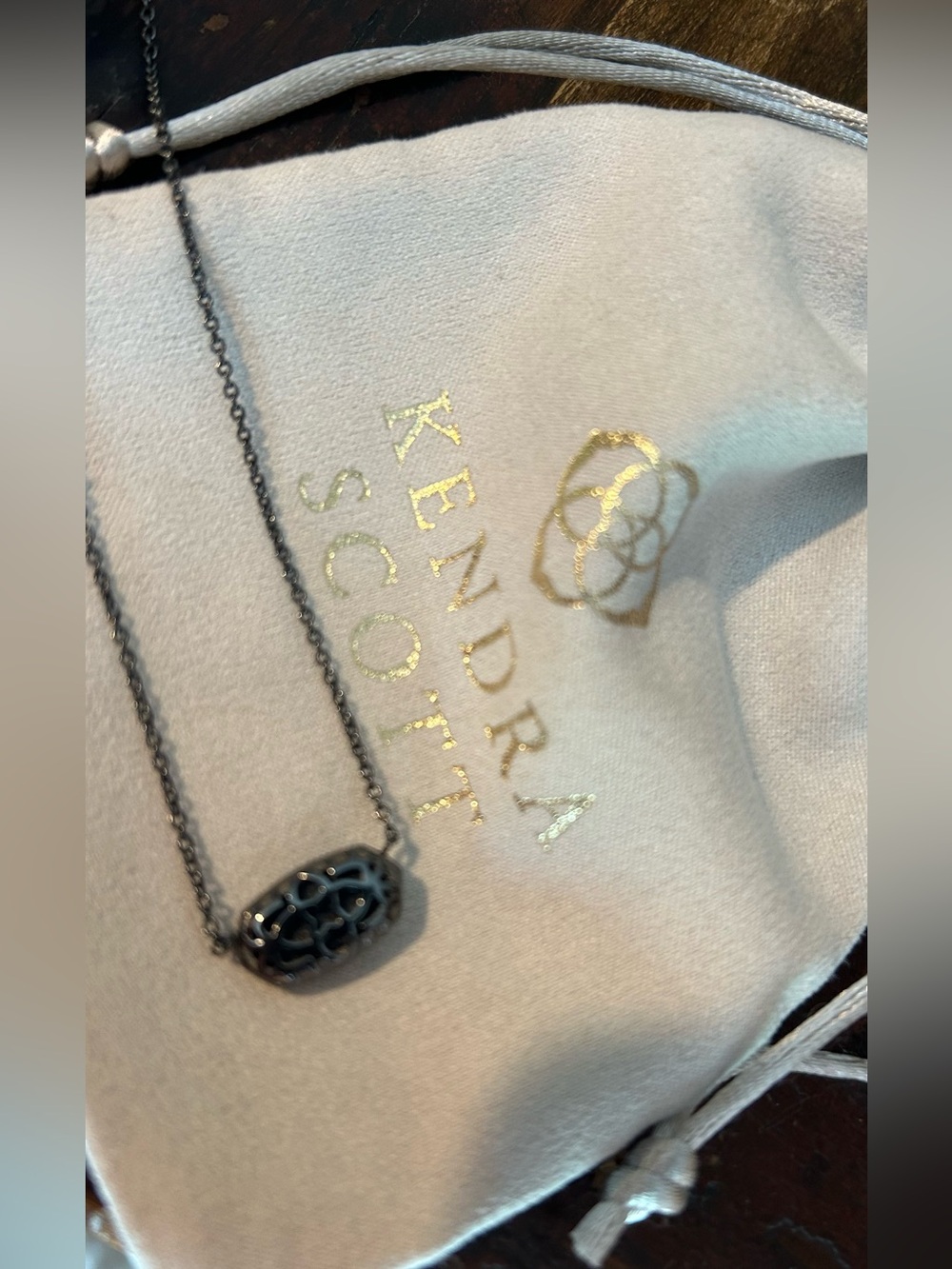 Kendra Scott Black Drusy Oval Pendant Necklace - Picture 2 of 8